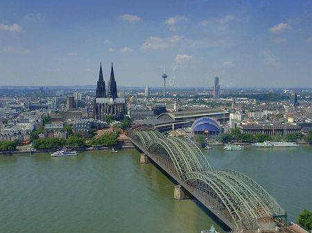 Hohenzollernbrücke und Kölner Dom aus der Ferne